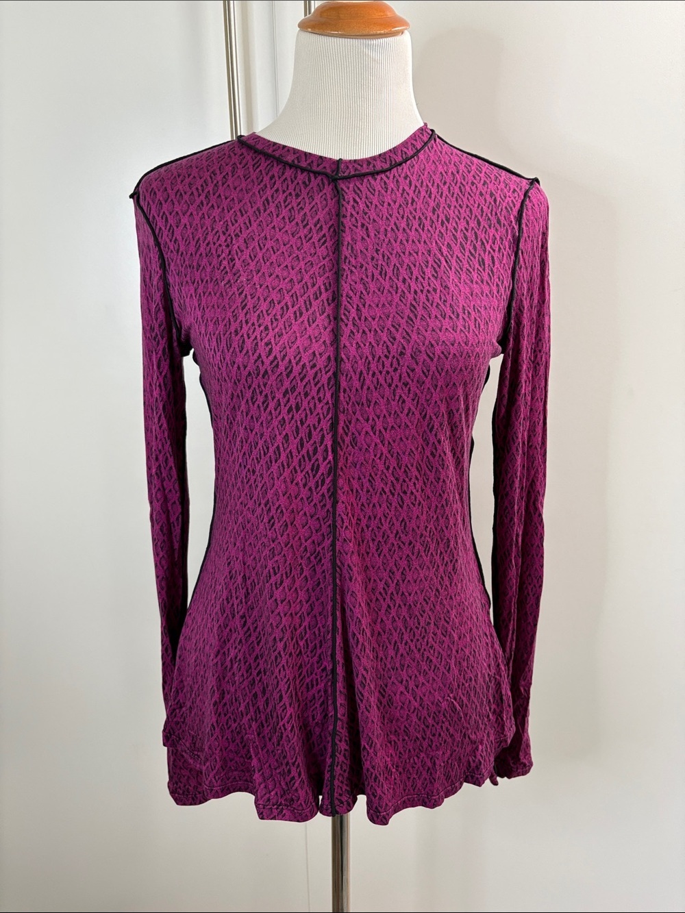 Proenza Schouler White Label Plum Textured Long Sleeve Crewneck Top L